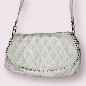 Isabella Fiore Cream Embroidered Purse - Leather